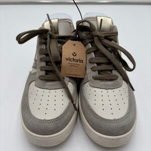Victoria Womens Madrid Metal Leather Sneakers Gray Rose Gold EU 38 NWT